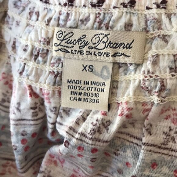 Lucky Brand boho style gray/brown/red print top XS - Picture 7 of 8